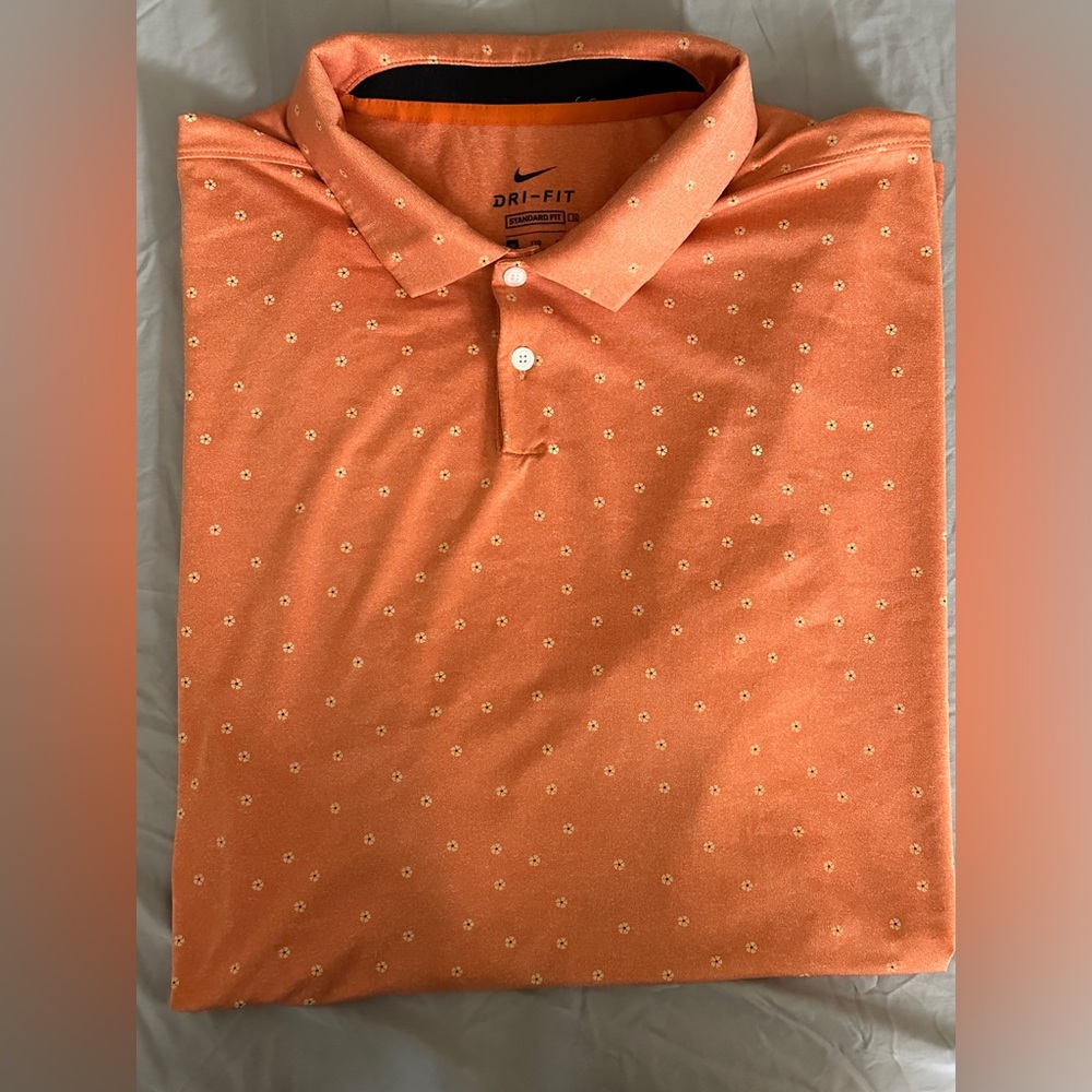 Men’s Nike Golf Dri-Fit Polo Short Sleeve Shirt Size XXL Orange EUC